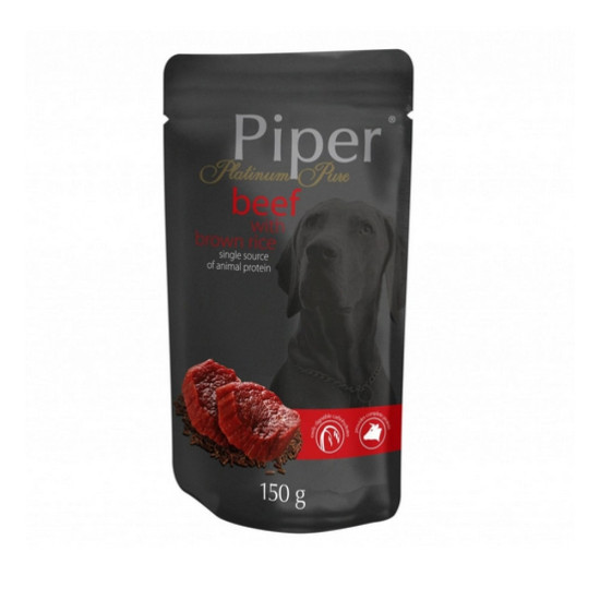 Platinum Pure Piper – Hrană Umedă pentru Câini, Vită și Orez Brun, 150 g
